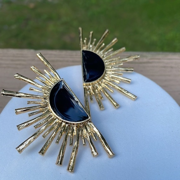 Zara Sun Radiant Gold Statement Stud Earrings - Picture 11 of 16